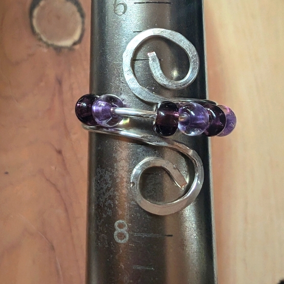 HANDMADE Anxiety Worry ring 360 glass beads fidget adjustable swirl meditation - Picture 1 of 9